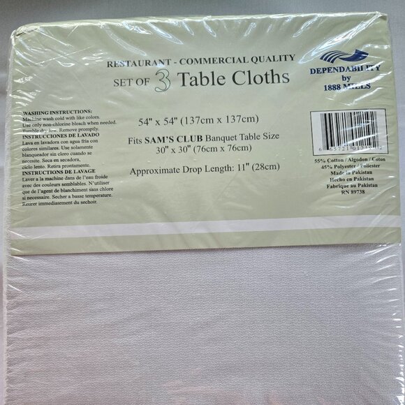 RESTAURANT - COMMERCIAL QUALITY 3 TABLE CLOTHS 54" x 54" (NWT) - Picture 3 of 4